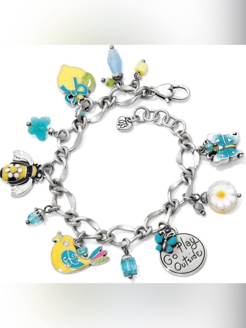 🐝 VERY RARE BRIGHTON VINTAGE RETIRED ‘Go Play Outside’ Charm Bracelet!